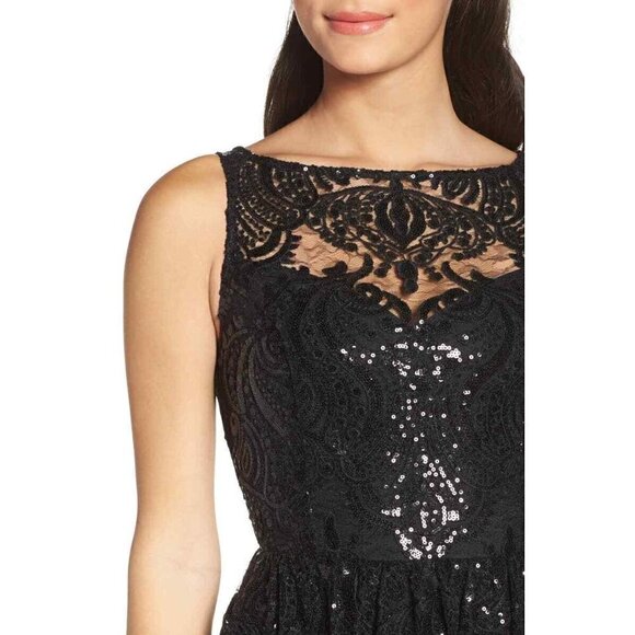 BB Dakota Women’s Tate Sequin Lace Fit And Flare Sleeveless Dress Black Size 8 - Picture 6 of 12